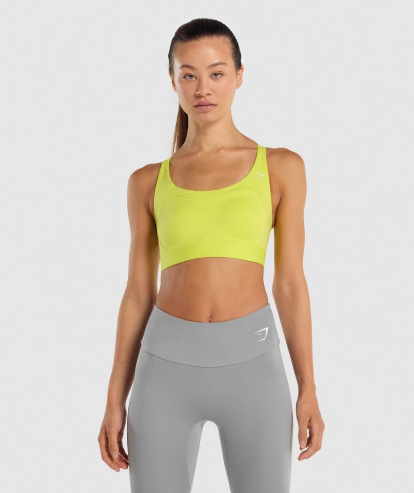 Women\'s Gymshark Racer Back Sports Bra Yellow | NZ 4AJIVH